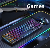 Keyboard Mekanik 61-tombol, Desain Ergonomis, Kabel Tipe-C yang Dapat Dilepas, Keyboard Gaming Nirkabel Mini, PC Bahasa Inggris