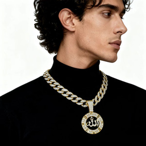 PD3133 Collier Hip-hop Personnalisé pour Homme, en Alliage Incrusté de Diamants, Symbole <span class=keywords><strong>Allah</strong></span>, Vente en Gros Fabricant pour l'Exportation - Product Image 1
