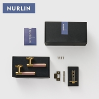 Nurlin Real Crazy Horse Cuir Laiton Porte Chambre Levier Poignée Ensemble Mortaise Passage Confidentialité Thumble Turn Deadbol Dummy Noir