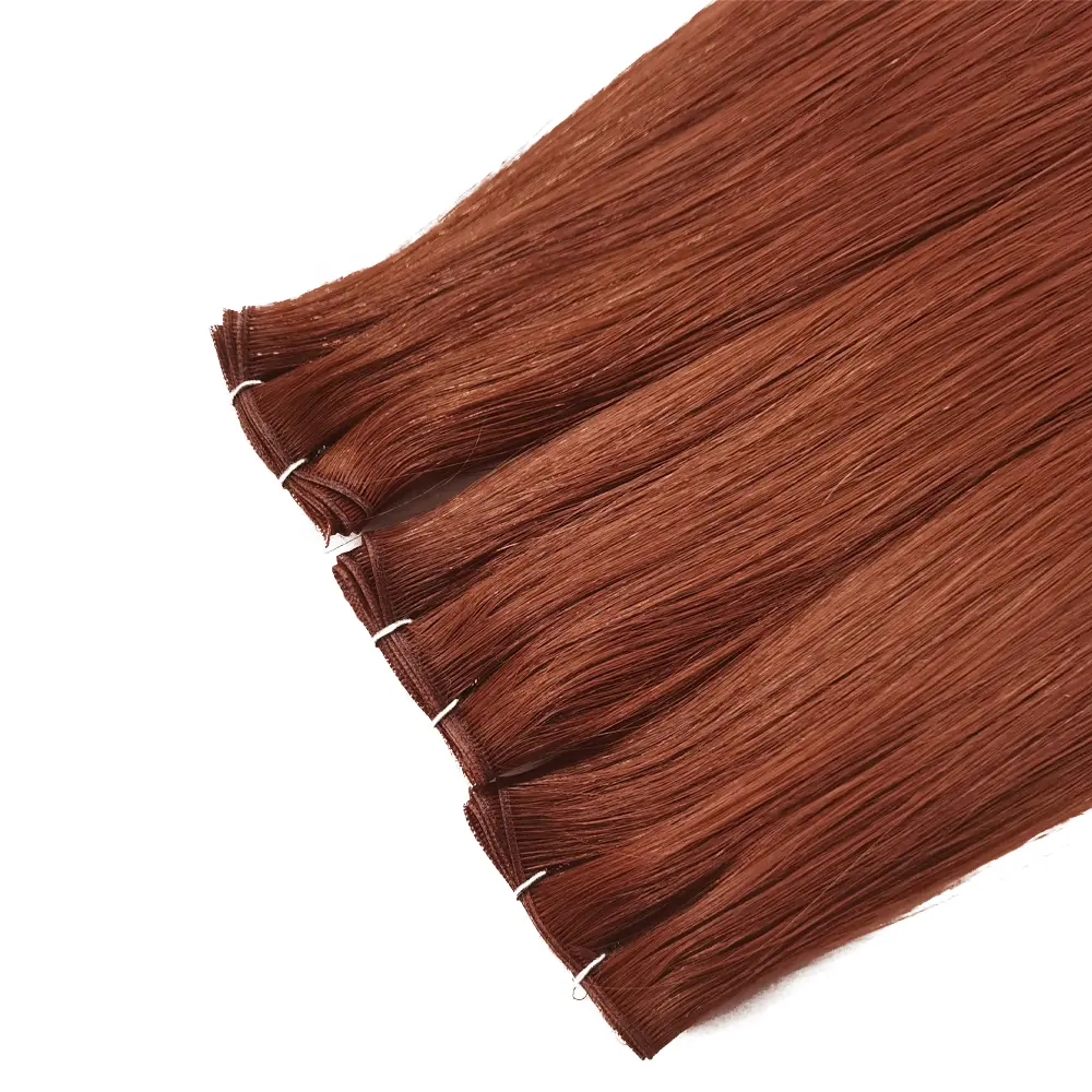 DINGQIAO Double Drawn Remy Machine Weft Hair Extensions 100% Machine #33 Red Double Wefted Colored Human Hair Weft Extension
