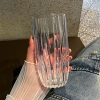 Élégante tasse en verre côtelé avec texture verticale pour eau, jus, café, thé, maison, cuisine, café, boissons, vaisselle