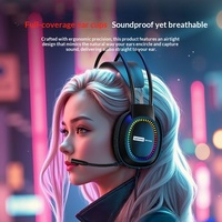 Casque d'ordinateur Lenovo E03 USB circum-auriculaire avec éclairage RGB, pour jeux sur PC/ordinateur portable, câble de 2,2 m, pour la maison et l'école
