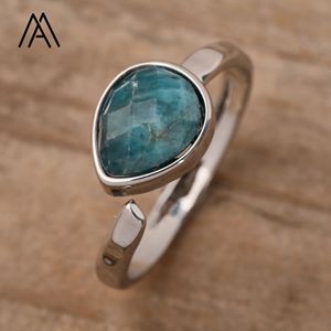 Goutte d'eau <span class=keywords><strong>cristal</strong></span> bagues guérison pierre précieuse naturelle perle à facettes Cabochons <span class=keywords><strong>bague</strong></span> en argent bijoux de mariage dame cadeau - Product Image 3
