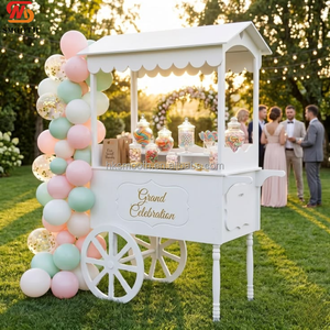 Carrito de Dulces de PVC Blanco Impermeable de Última Generación, Elegante Carrito Móvil para Dulces con Ruedas para Bodas y Fiestas al Aire Libre - Product Image 1
