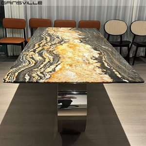 <span class=keywords><strong>Tavolo</strong></span> da Pranzo di Lusso in <span class=keywords><strong>Metallo</strong></span> di Foshan, <span class=keywords><strong>Design</strong></span> Unico con Piano in Marmo, Set <span class=keywords><strong>Tavolo</strong></span> e Sedie da Pranzo - Product Image 4