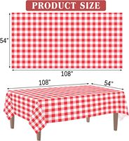 Lot de 2 nappes rectangulaires jetables en plastique à carreaux vichy rouge et blanc pour usage extérieur, 54x108 pouces