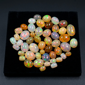 Ópalo Etíope Natural con Base Amarilla, Cabujones de Corte Mixto, Juego de Color Brillante y Efecto Fuego, Gema Suelta para Joyería - Product Image 2