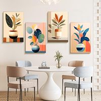 SONGWOO Art Custom Ensemble de 4 tableaux numériques encadrés, Décoration murale, Peinture florale peinte à la main, Peinture par numéros DIY