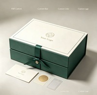 Boîte cadeau rigide personnalisée avec logo, ruban vert et blanc, emballage en papier pour cadeaux d'affaires de fin d'année, emballage personnalisé avec logo
