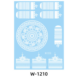 <b>White</b> <b>Lace</b> Tattoo Sticker Temporary Henna Design For Hand Body Art Indian Style PET Film Digital Printing One Size - Product Image 5