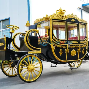 Kereta mewah Royal Carriage Cart pengantin favorit pernikahan kereta kuda Cinderella kereta untuk Penyewaan