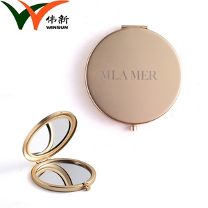 Fashion Round Dual <b>Mirror</b> Silkscreen Printing Iron Gold Metal Fold <b>Mirror</b> - Product Image 2