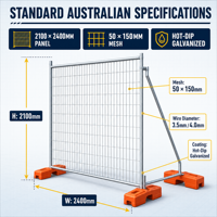 Barrière de contrôle des foules en treillis soudé portable, norme australienne, clôture temporaire pour événements publics, construction, sécurité