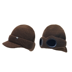 Novo Estilo Personalizado Adulto 100% Acrílico Malha Beanie Homens Cuff Beanie Cap Com Vidro - Product Image 2