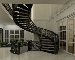 Custom Retro Design Vintage Gebogen Trap Met Handgemaakte Smeedijzeren Vangrail Natuurstenen Treden - Product Image 5