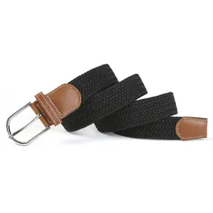 男女休闲针织针扣皮带编织帆布弹性可膨胀编织弹力带平纹织带