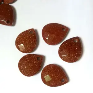 Loose gems brown gold stone faceted pear sandstone teardrop pendant