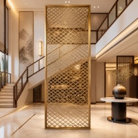 Paravent en métal motif Nuage d'Or, cloison ondulée de style chinois néo-classique, personnalisable pour hôtel