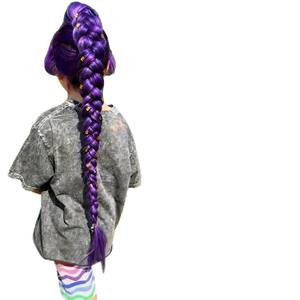 Perruque tressée Rumi Purple 66cm 140g avec clip BB, en fibre haute température, pour cosplay jeune et charmant, violet foncé, violet rougeâtre clair - Product Image 1