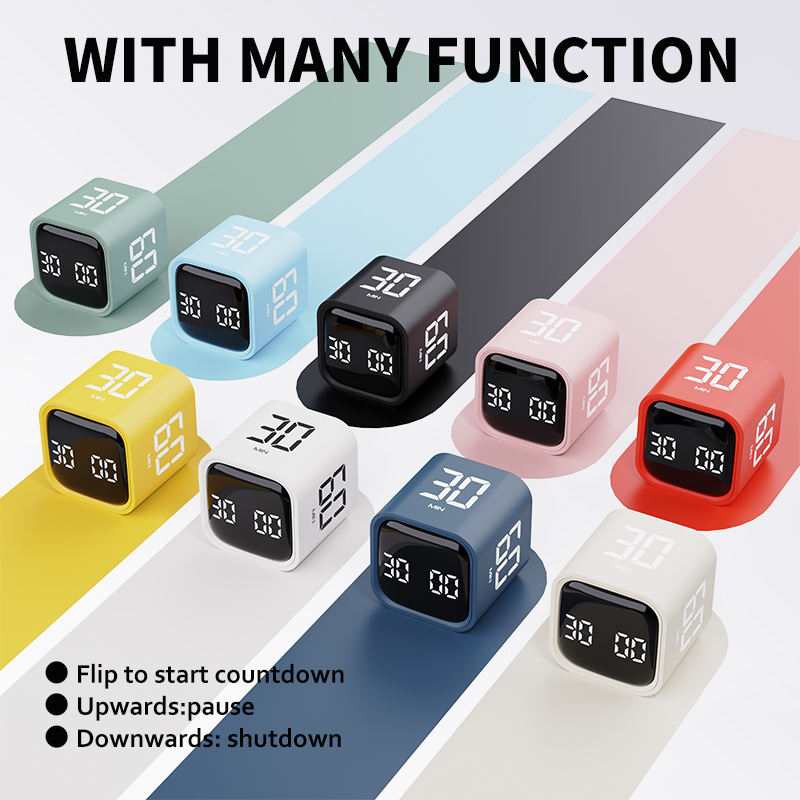 5/10/30/60 Mini Desk Cube Flip 3 in 1 Visual Countdown Timer Custom Time Smart Touch Timer with Button and Led Display