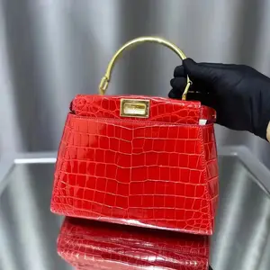 Personnalisé 100% sac pour femme en crocodile véritable cousu à la main fil de cire français cousu FF sac fait main