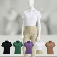 Nouveau modèle de t-shirt de golf pour femme à manches courtes, séchage rapide, extensible, coupe ajustée, pour le sport - Haut de sport de golf