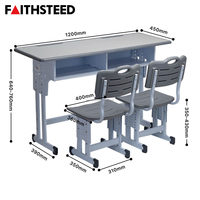 Ensemble de bureau et chaise double moderne pour étudiants, réglable en hauteur, bureau scolaire pour 2 personnes, table d'étude ergonomique pour enfants