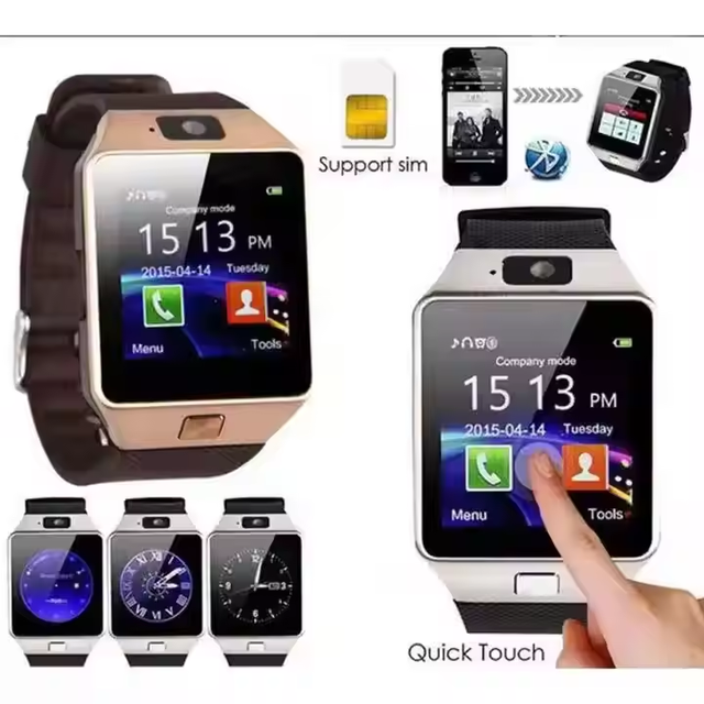 Wholesale DZ09 Smart Watch with HD Touch Screen for iPhone 1.56 Touch Screen Card Call Exercise Heart Rate Blood Pressure Sleep