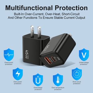 45W Quick Gan <b>USB</b> Type c Us <b>Plug</b> Super Fast Charging Wall Chargers for Laptop for Phones - Product Image 3