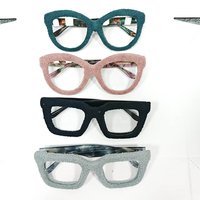 Montures de lunettes œil-de-chat en acétate à surface tissée unique, lunettes hypoallergéniques à monture complète pour les distributeurs de lunettes haut de gamme