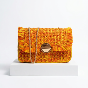 Bolso de Hombro de Paja Tejida, Mini Bolso Tote con Correa Única y Cierre de Bloqueo, Estilo Bohemio de Verano para Mujer - Product Image 3