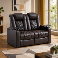 Canapé inclinable électrique en cuir véritable pour deux personnes, fauteuil de cinéma à domicile avec appuie-tête réglable, USB Type-C, porte-gobelets LED