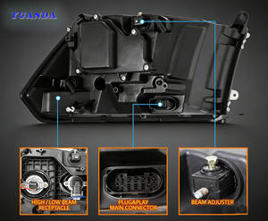 Feux avant LED pour Dodge RAM 2009-2018, faisceau haut, faisceau bas, clignotants, feux de jour (<span class=keywords><strong>DRL</strong></span>) avec bleu, 12V, compatibles avec les phares Dodge Ram - Product Image 5