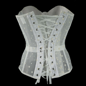 Gorgeous Strapless Sweetheart Mesh Bustier Sheer Polka Dots Boned <b>Corset</b> Top Party Clubwear Crop Bustier for <b>Women</b> - Product Image 6