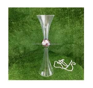 Pièce maîtresse de table décor haut support transparent verre cône forme bouteille vase à fleurs pour la décoration de la maison