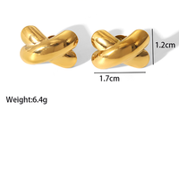 Boucles d'oreilles clous en forme de X lisses en acier inoxydable plaqué or PVD tendance, sans ternissement, vente en gros pour femmes et hommes