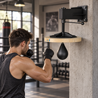 Plateforme murale réglable en hauteur pour sac de vitesse, panneau Speedball de 60 mm d'épaisseur, rotation à 360° ° Support pivotant en acier noir mat pour entraînement de boxe à domicile