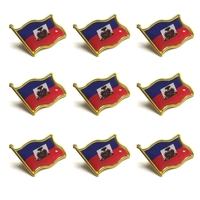 Broches en alliage métallique plaqué or personnalisées en usine, badges drapeau d'Haïti, épingles de revers pour vêtements unisexes, costumes, cols, cadeaux, fêtes