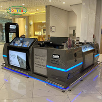 Kiosque tout-en-un pour la réparation des téléphones portables Rangement intégré Éclairage LED lumineux Vitrine en verre Fabriqué en métal MDF durable Centre commercial