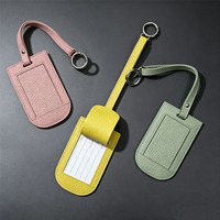 Étiquette de bagage en cuir véritable, étiquette d'identification de valise multifonctionnelle, étiquette de nom de bagage portable, anneau métallique détachable, accessoire de sac