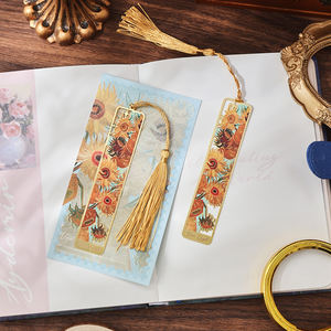 伊莫达文具1pc向日葵书签空心画金属书签带流苏礼物给书友读者作家 - Product Image 3