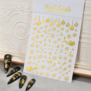 Autocollants pour ongles en forme de flocon de neige doré A-1710, autocollants pour ongles 3D professionnels à la mode pour l'hiver, Noël, DIY - Product Image 2