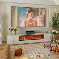 Meuble TV de cheminée simulée européenne de luxe moderne Tiroirs coupe-feu numériques à LED Cheminées de meuble de salon en bois