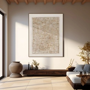 Lienzo Decorativo Contemporáneo Wabi Sabi Beige, Pintura Abstracta Vertical Grande Moderna sobre Lienzo, Pintada a Mano para Hogar y Galería - Product Image 5