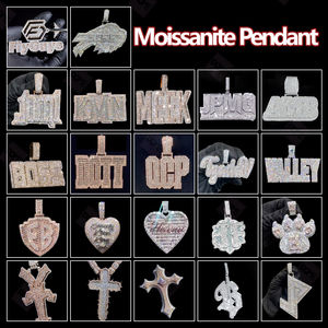 Iced Out Custom <strong>Moissanite</strong> Pendants Charms Bail 925 Silver Full Setting Custom Letter <strong>Moissanite</strong> Pendant Custom - Product Image 3