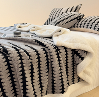 Plaid en polaire jacquard sur mesure, double face, réversible, tufté, en peluche, à rayures modernes, pour canapé et lit