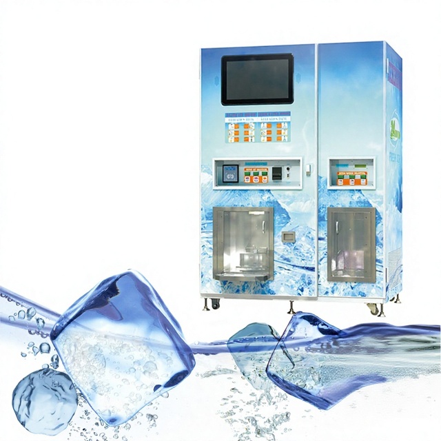 Ice and Water Vending Hielo De Agua Purificada Maquina Expendedora Mobile Ice Maker Vending Machine