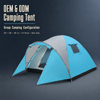 Tenda Outdoor Anti Air 2000mm untuk 3-4 Orang Satu Ruangan Dinding Ganda dengan Pintu Samping yang Praktis