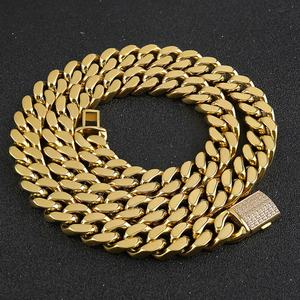 Cadena Cubana de Acero Inoxidable Chapada en Oro de 18k, Estilo Hip Hop, Resistente al Agua, Venta al por Mayor - Product Image 4