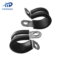 Colliers de serrage en acier galvanisé avec revêtement en caoutchouc, type P, 18 mm, pour fixation de câbles et tuyaux, colliers de serrage fixes pour flexibles